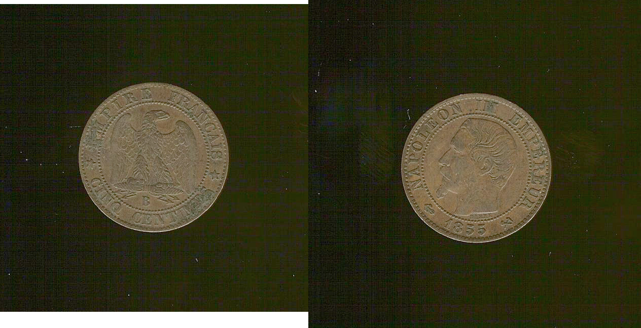 5 centimes Napoleon III 1855B EF
